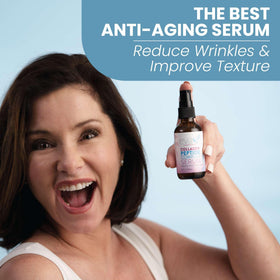 Close-up of Eva Naturals Multi Peptide Face Serum bottle