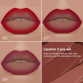 Close-up of evpct creamy lip liner and matte lipstick