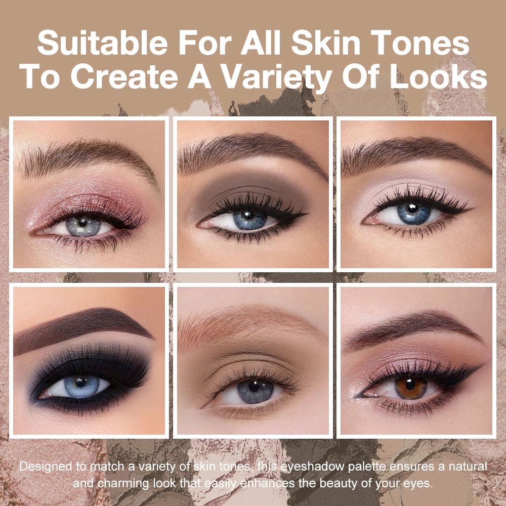 Close-up of evpct eye shadow palette showing matte and shimmer finishes