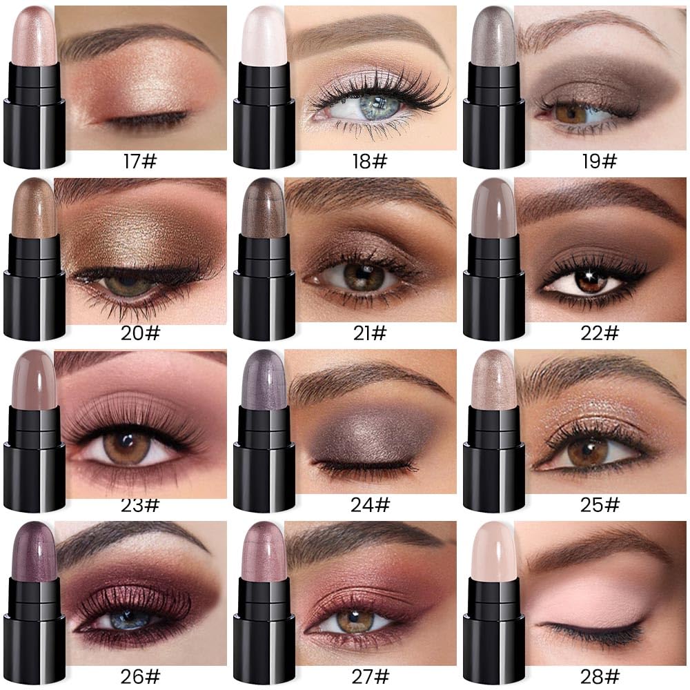 Close-up of evpct eyeshadow sticks in various shades