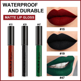 Close-up of evpct Liquid Lipstick showing emerald green shade