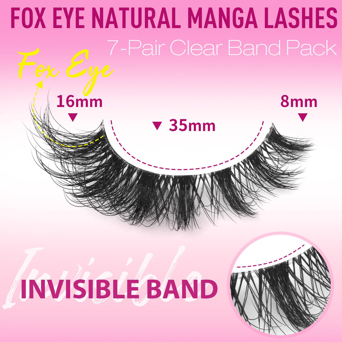 Close-up of EYDEVRO D Curl False Eyelashes clear band