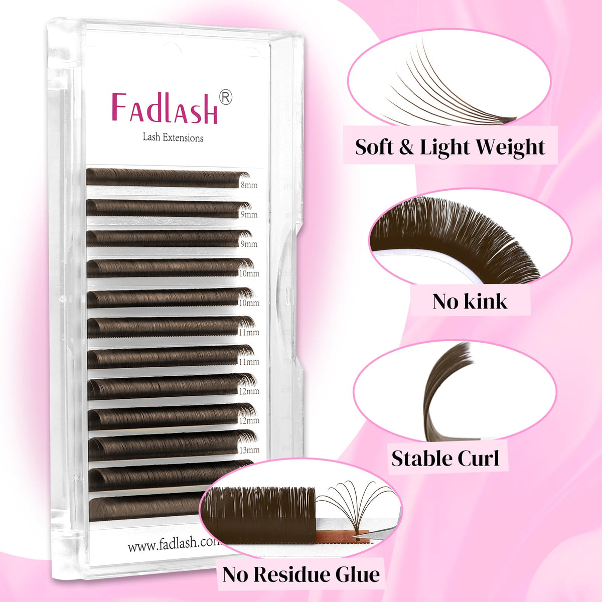 Close-up of FADLASH Dark Brown Easy Fan Eyelash Extensions