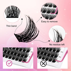 Close-up of FADLASH Lash Clusters D Curl 0.07 with thin band