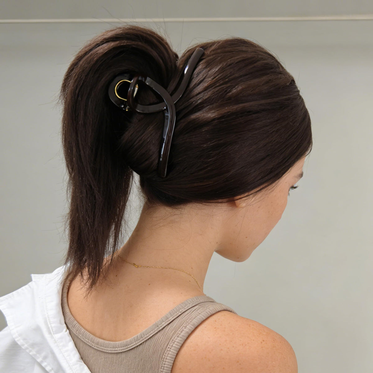 Close-up of FAELBATY Big Butterfly Hair Claw Clip dark red