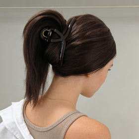 Close-up of FAELBATY Big Butterfly Hair Claw Clip dark red