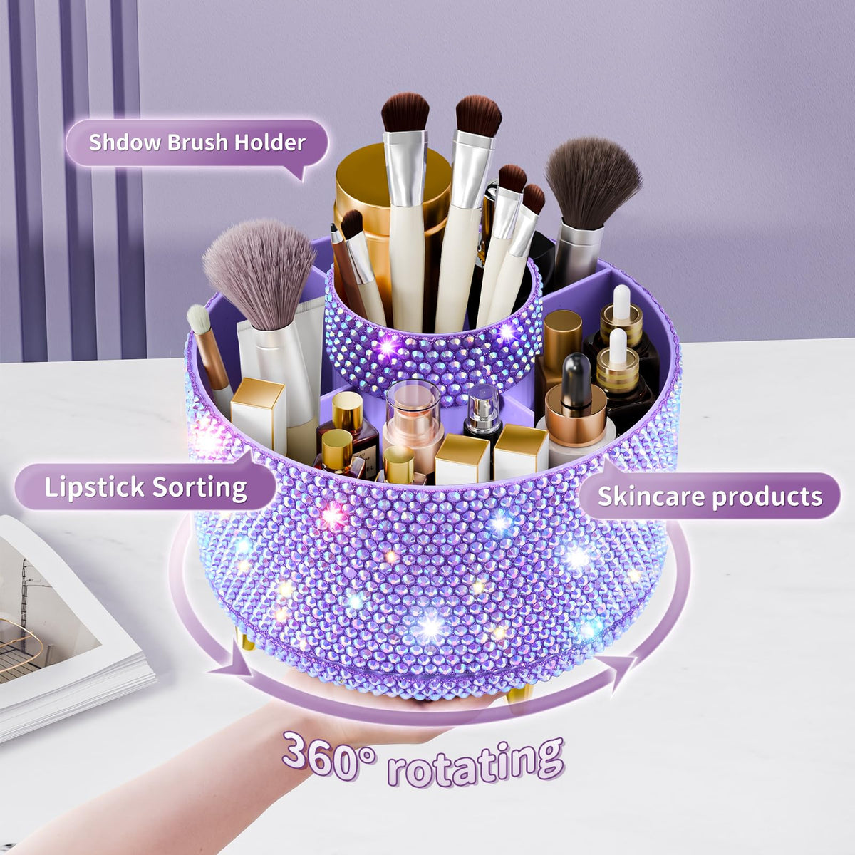 close-up of fanado Bling makeup brush holder showing diamond wrap