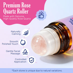 Close-up of FANSHI Castor Oil Rose Quartz Roller Ball applicator