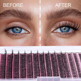 Close-up of FANXITON Lash Clusters mixed lengths