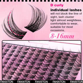Close-up of FANXITON lash clusters with ultra-feathery texture
