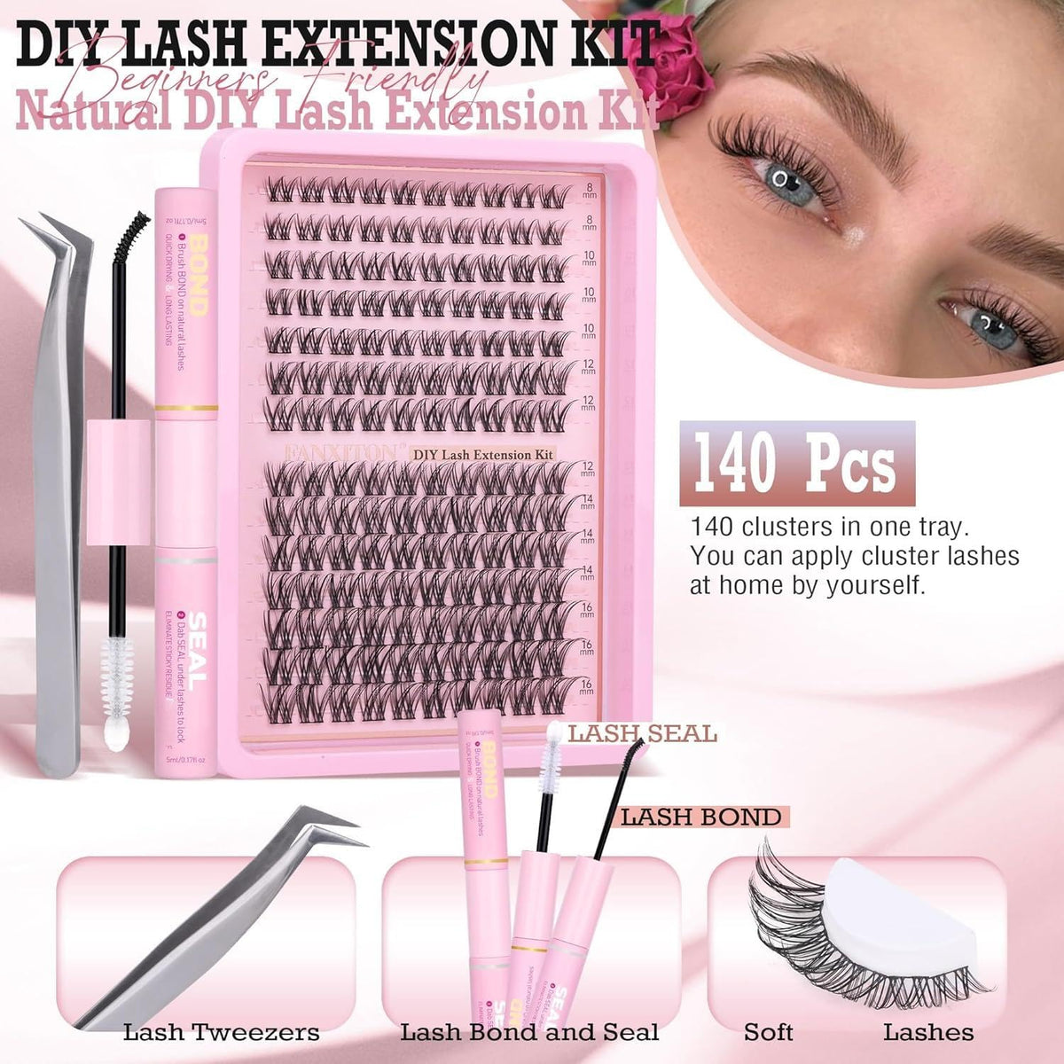 Close-up of FANXITON natural wispy C curl lashes