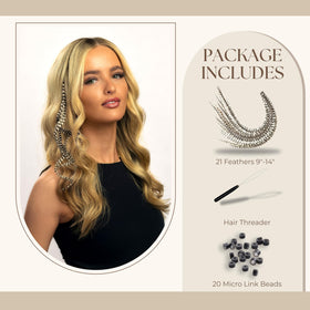 Close-up of Feather Headz Grizzly Color hair extensions