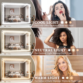 Close-up of FENNIO vanity mirror touch sensor controls