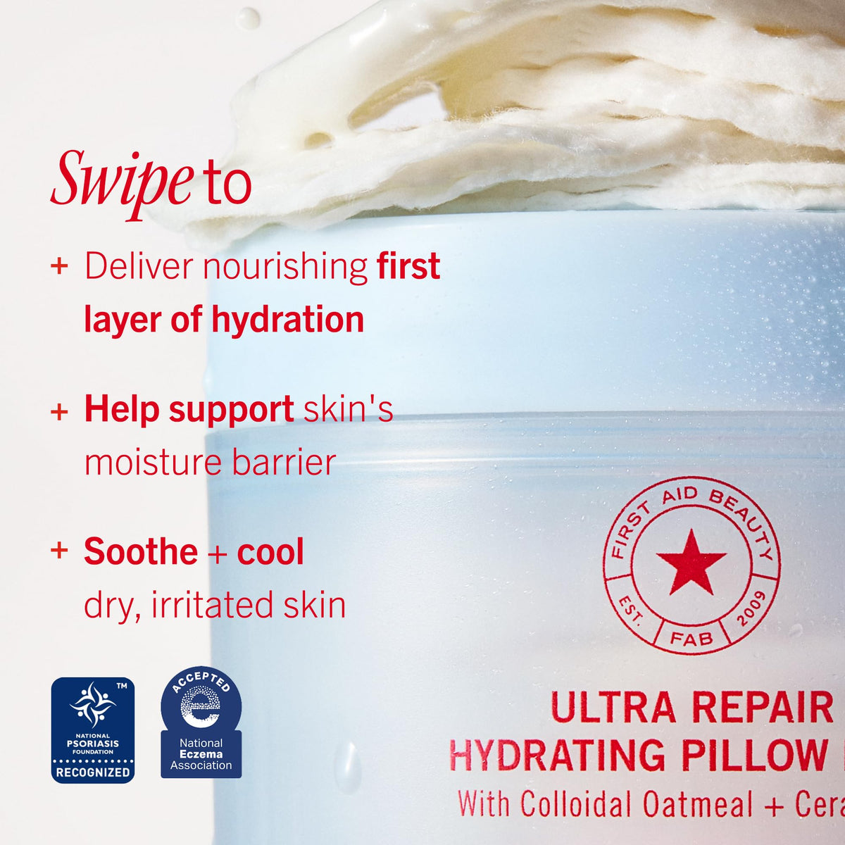 Close-up of First Aid Beauty Ultra Repair Hydrating Pillow Pad texture