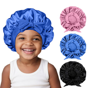 Close-up of FIRSTPELLA satin bonnet showing elastic band