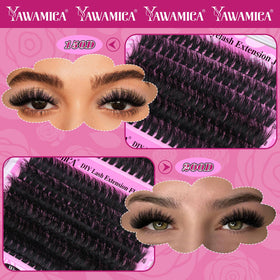 Close-up of fluffy lash clusters made from faux mink fibre