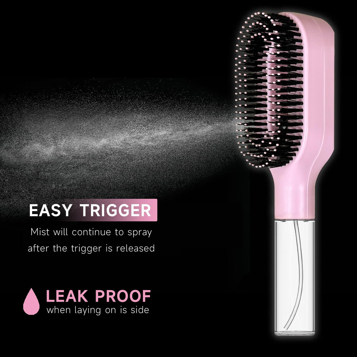 Close-up of FlyLanyards Misting Detangling Hair Brush bristles