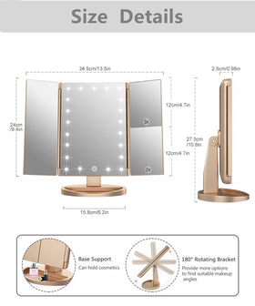 Close-up of Flymiro Tri-fold Makeup Mirror showing 3x magnification