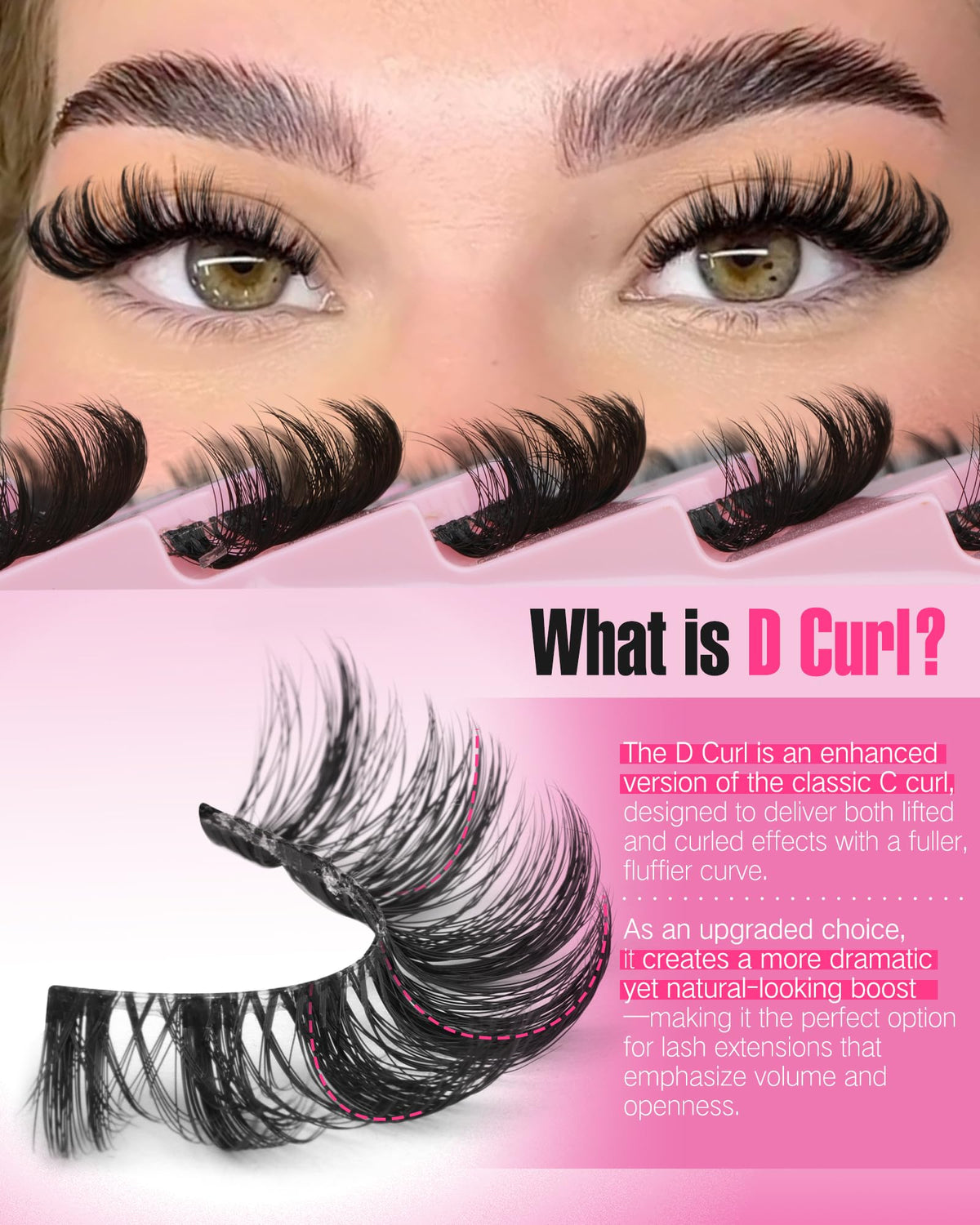 Close-up of Focipeysa false eyelashes on model