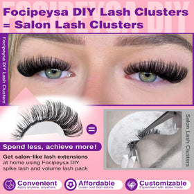 Close-up of Focipeysa Fluffy Lash Clusters showing different lash lengths