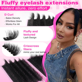 Close-up of Focipeysa lash clusters in various lengths