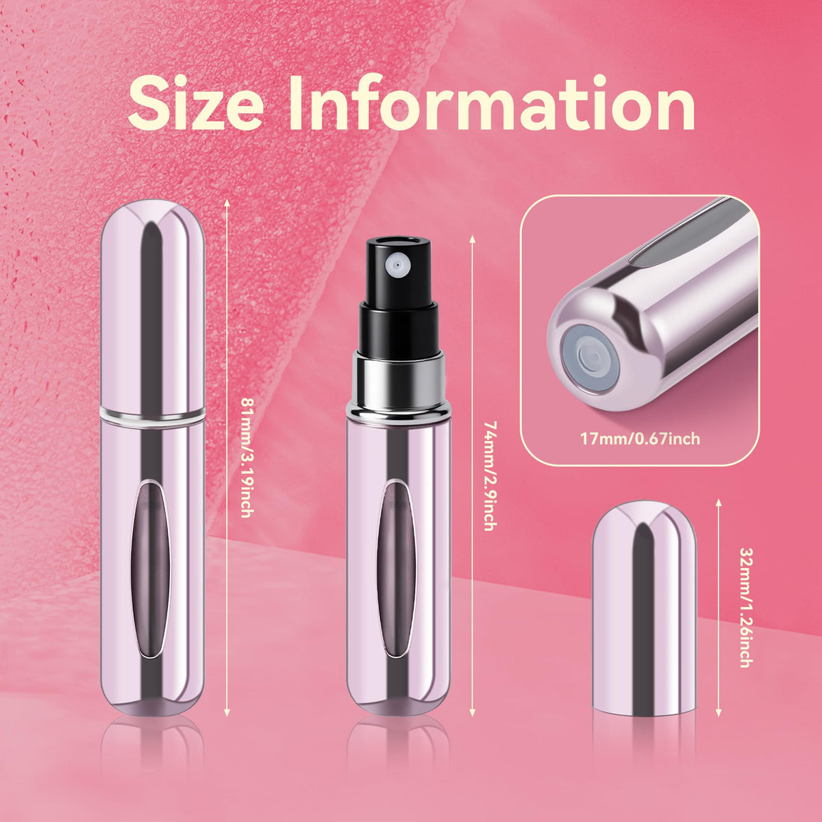 close-up of forebile perfume atomizer bottle showing glossy finish