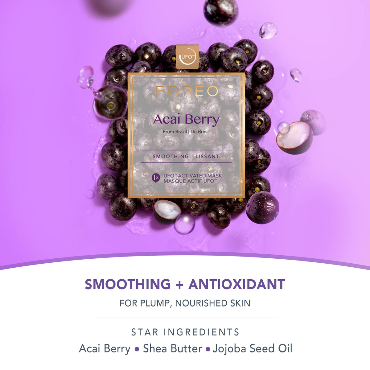 Close-up of FOREO UFO Acai Berry mask texture