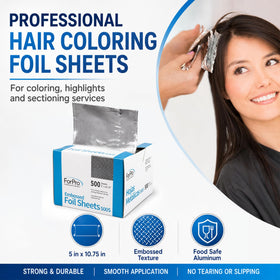 Close-up of ForPro embossed hair foil sheets in pop-up dispenser