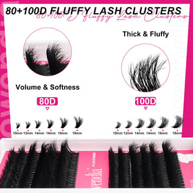 Close-up of Fowendia Lash Clusters showing fluffy volume
