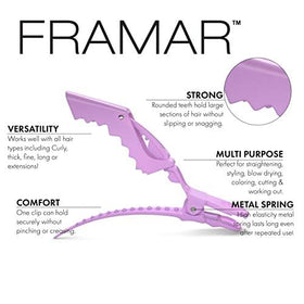 Close-up of FRAMAR Pastel Alligator Hair Clip showing high elasticity metal spring