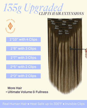 Close-up of Full Shine Balayage Clip in Hair Extensions clips and texture