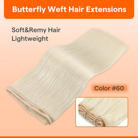 Close-up of Full Shine Butterfly Weft Hair Extensions texture
