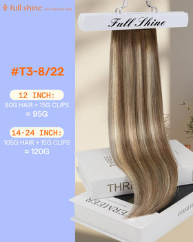 Close-up of Full Shine Clip in Extensions showing colour blend