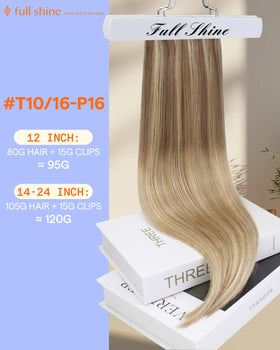 Close-up of Full Shine Clip in Hair Extensions showing balayage colours