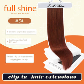 Close-up of Full Shine Clip In Hair Extensions showing PU weft