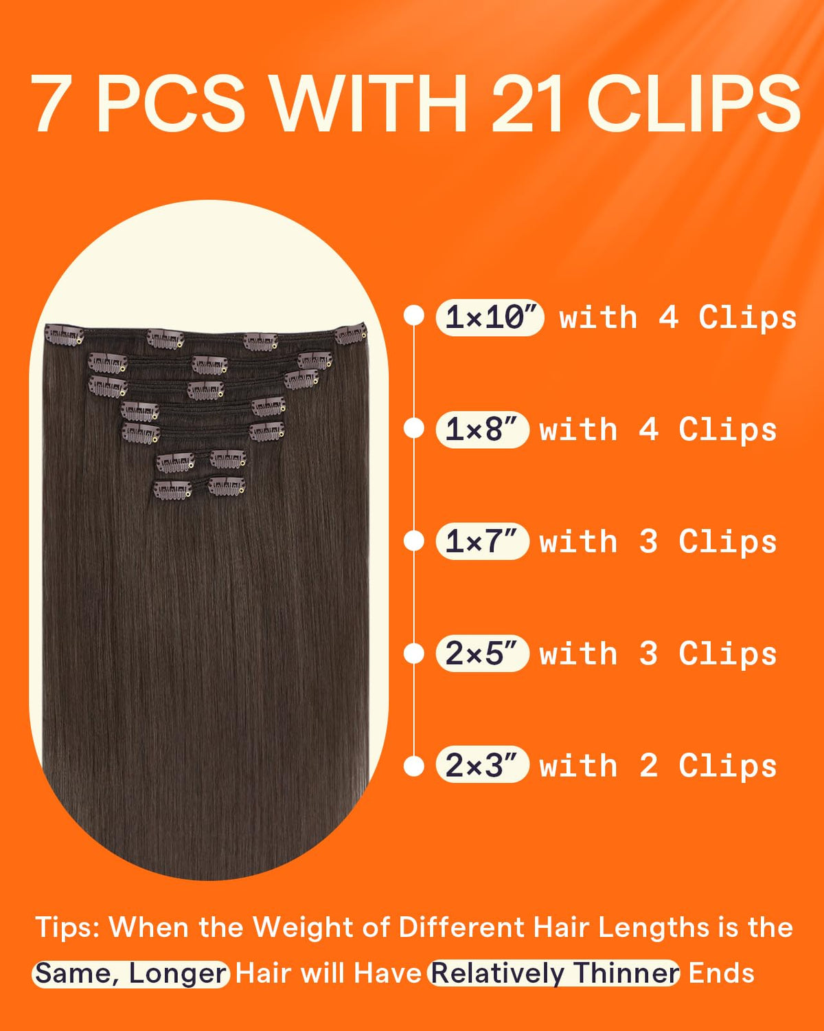 Close-up of Full Shine Clip on Hair Extensions clips