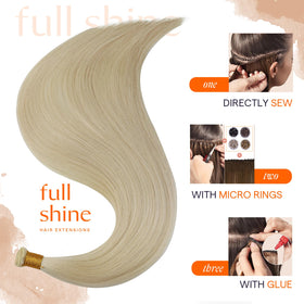 Close-up of Full Shine Genius Weft Hair Extensions texture