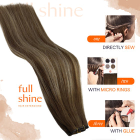 Close-up of Full Shine Genius Weft Hair Extensions texture