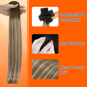 Close-up of Full Shine Genius Weft Hair Extensions texture