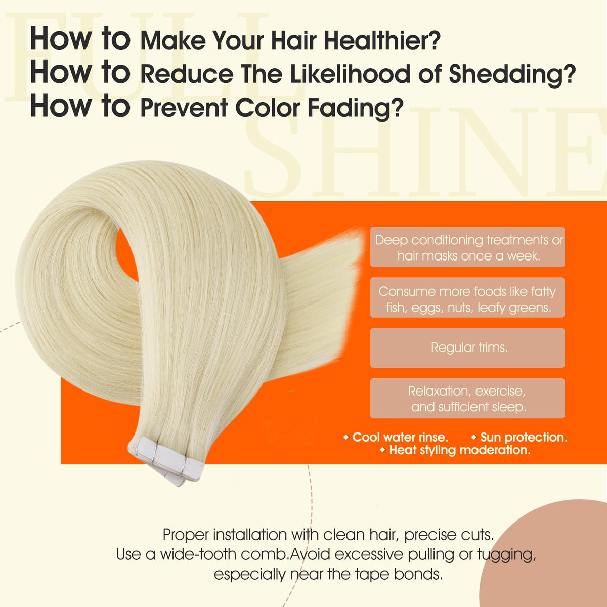 Close-up of Full Shine Invisible Tape in Hair Extensions
