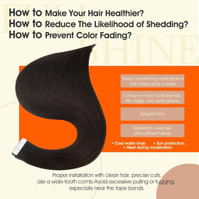 Close-up of Full Shine Tape In Extensions Dark Brown tape