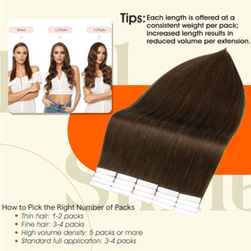 Close-up of Full Shine Tape In Extensions Dark Chestnut