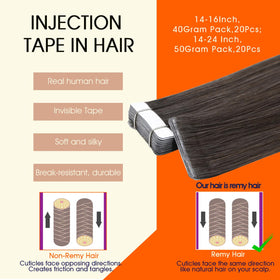 Close-up of Full Shine Tape In Extensions Mocha Brown