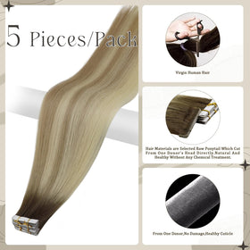 Close-up of Full Shine Tape In Hair Extensions Ash Blonde