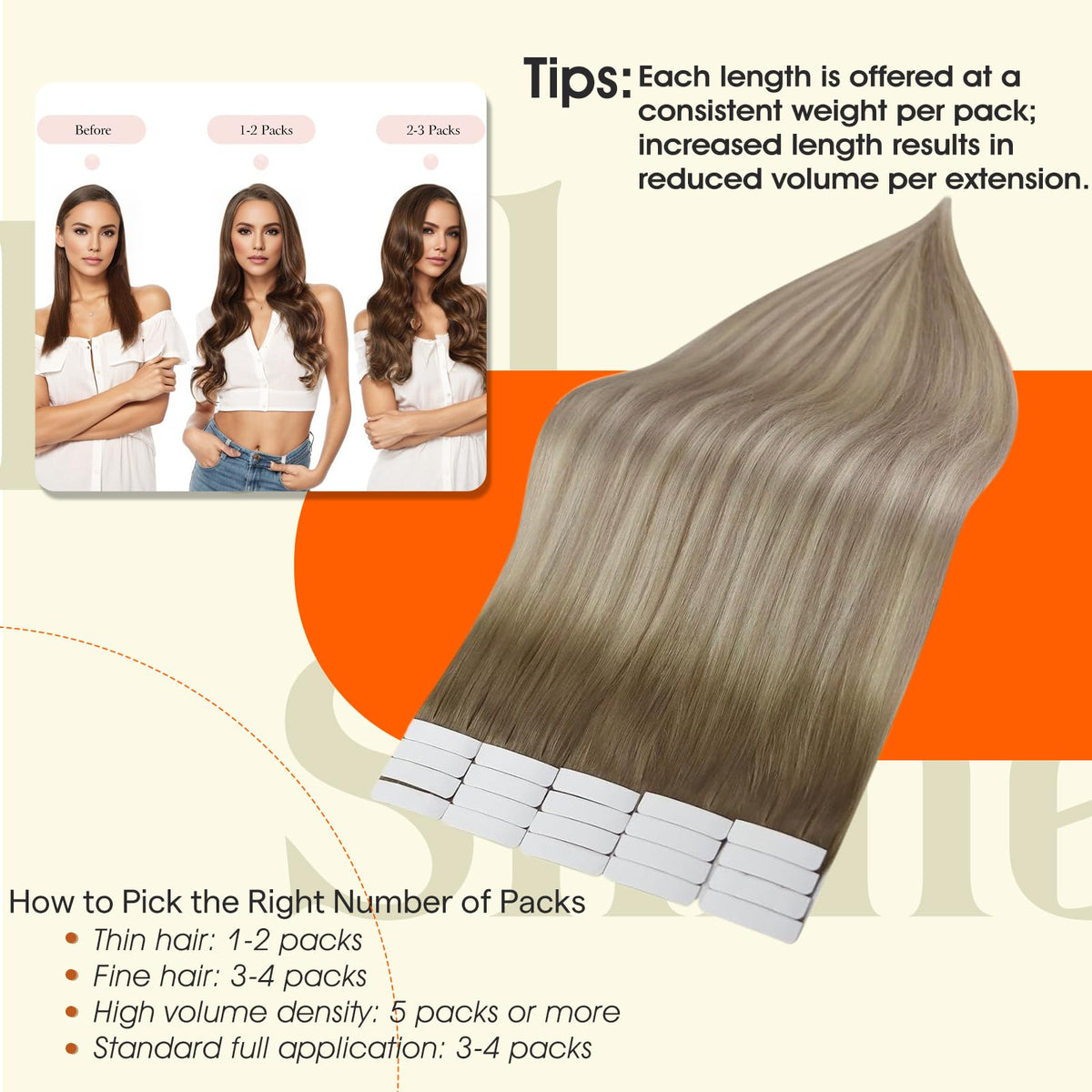Close-up of Full Shine Tape In Hair Extensions Ash Brown Blonde 14 Inch
