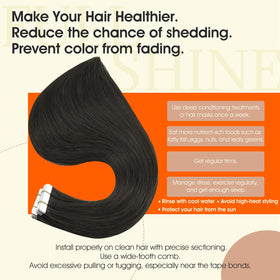 Close-up of Full Shine Tape In Hair Extensions Mocha Brown