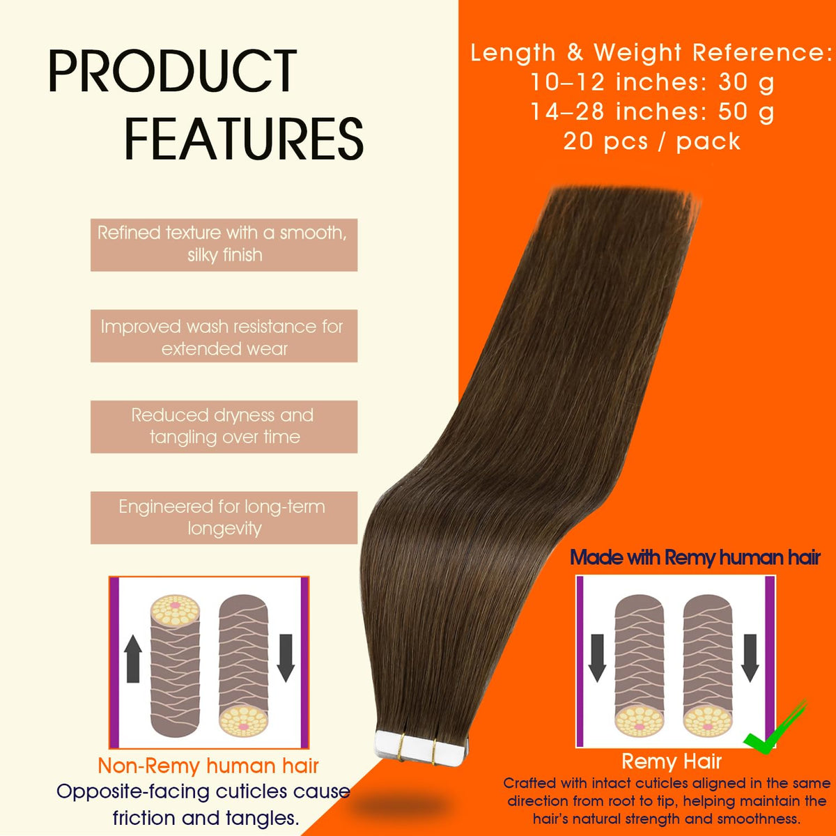 Close-up of Full Shine Tape In Hair Extensions showing tape