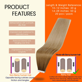 Close-up of Full Shine Tape In Hair Extensions showing tape