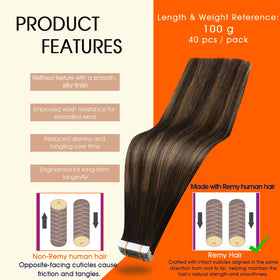 Close-up of Full Shine Tape In Hair Extensions showing texture