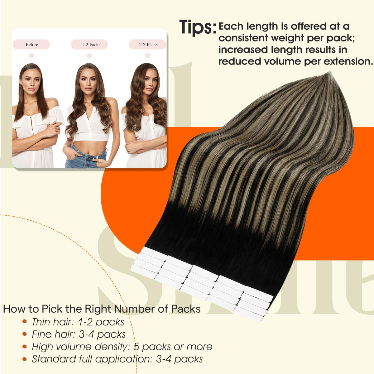 Close-up of Full Shine Tape In Hair Extensions showing texture